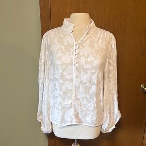 Banana Republic Cream Relaxed Mandarin Collar Blouse
